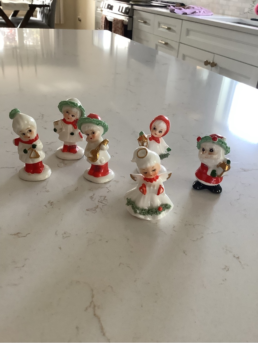 Hand-Painted Ceramic Holiday Choir Figurine Set in White and Red
